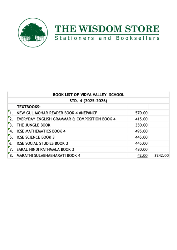 Vidya Valley School Standard 4 2025-2026
